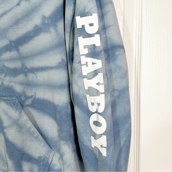 Playboy x PacSun Spiral Tie Dye Bunny Hoodie Blue Women’s Sz S - Picture 6 of 11